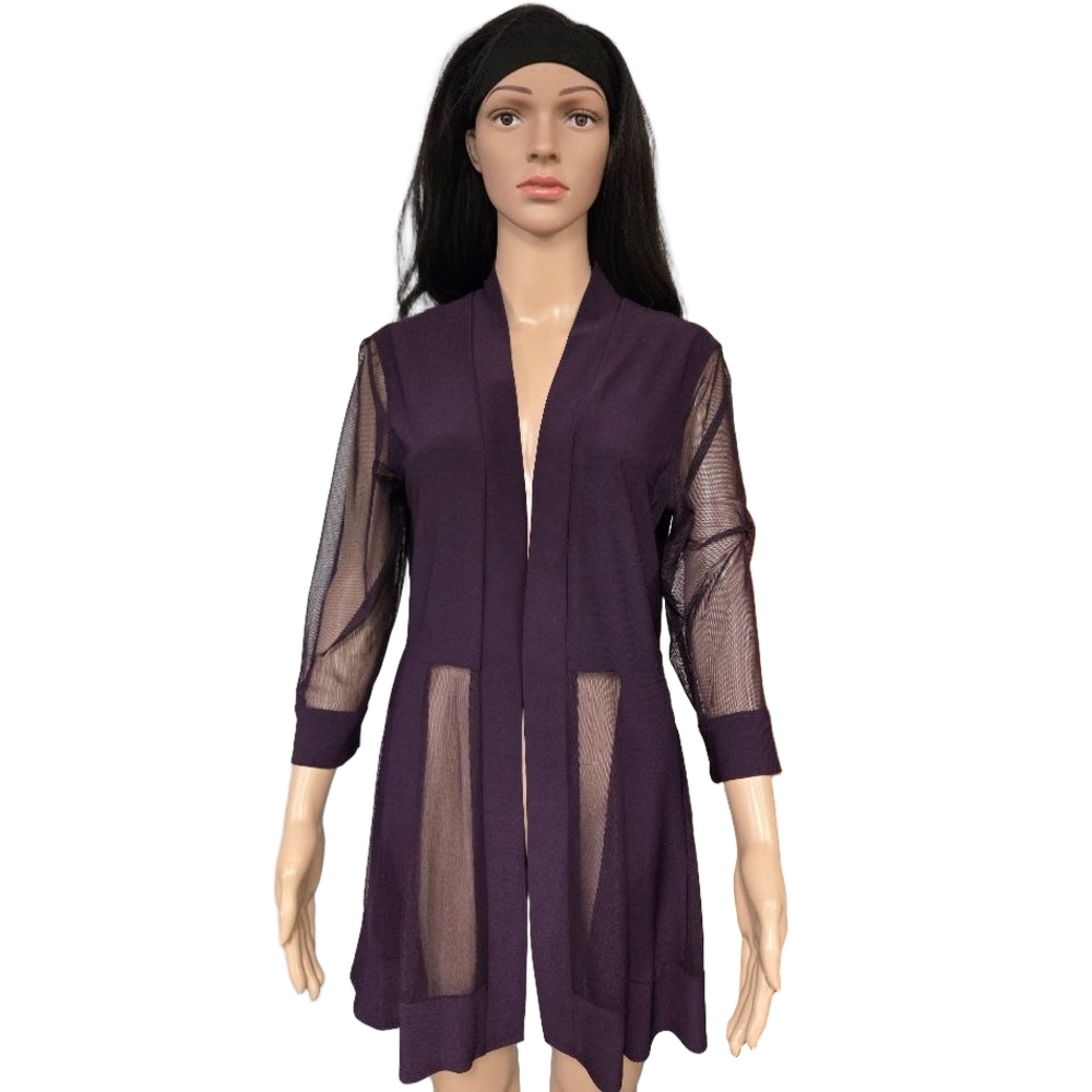 Sheer Purple Long Cardigan